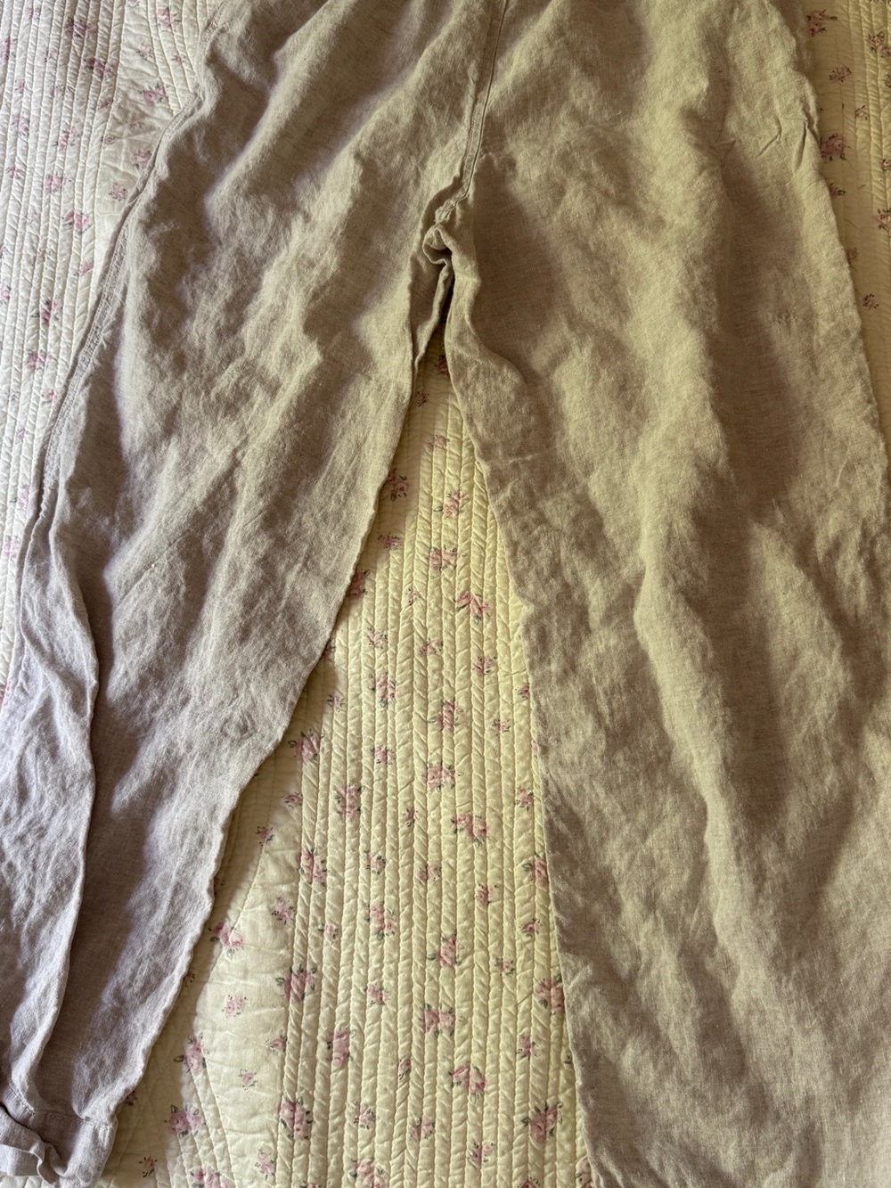 Relaxed Drawstring Linen-Blend Pants - Beige - Picture 3 of 3